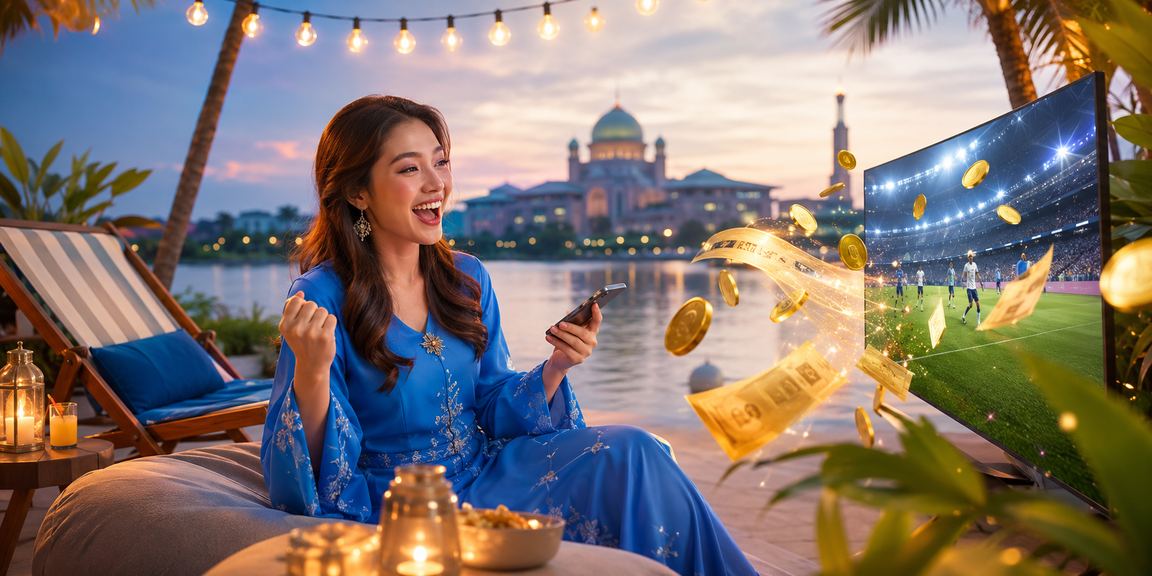 Putrajaya player in baju kurung receiving a cashback bonus from Sports Betting